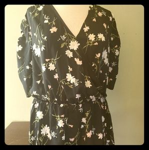 Black Blouse with Flowers